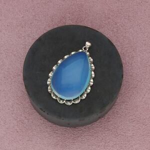 sterling silver water opal drop pendant